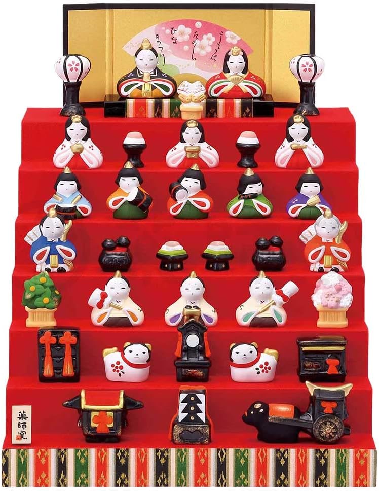 薬師窯(yakusigama） 錦彩華みやび雛(三段飾り) ♡匿名配送♡ 新品・5営業日で発送】薬師窯(yakushigama) 錦彩花かざり雛(七